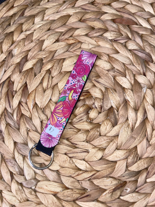 Pink floral Wristlets keychain