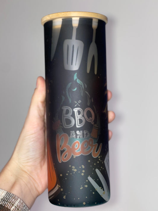 25 oz beer & BBQ glass tumbler