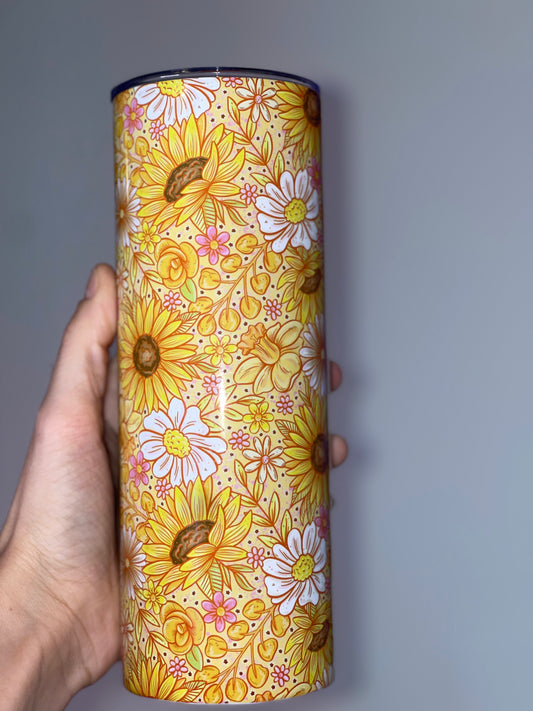 Yellow floral 20 oz tumbler