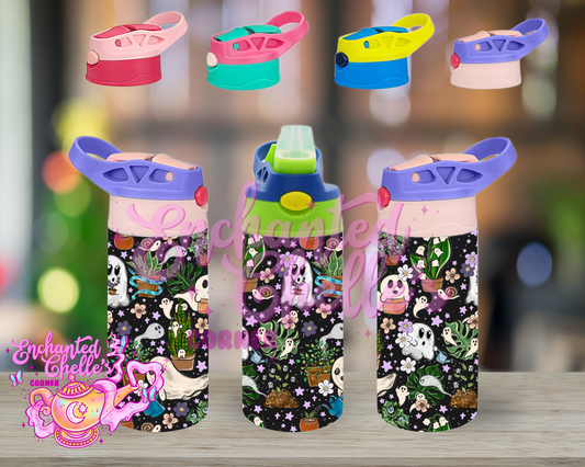 Black ghost flower Sip Straw Sippy