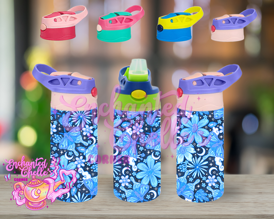 Blue/Black Moths Sip Straw Sippy