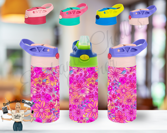 Pink & Blue Floral Sip Straw Sippy