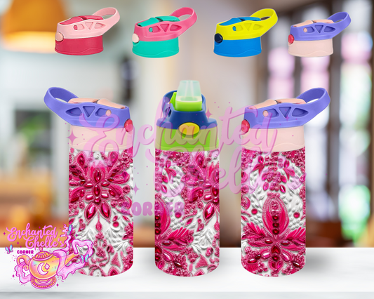 Pink embroidered jewel Sip Straw Sippy