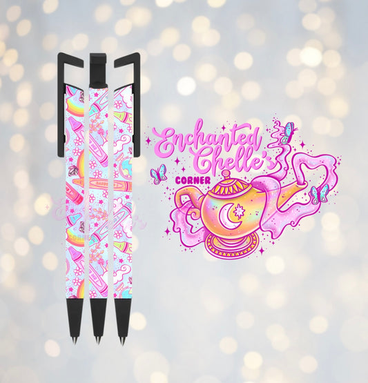 Pink Back To School crayon affirmation Pens