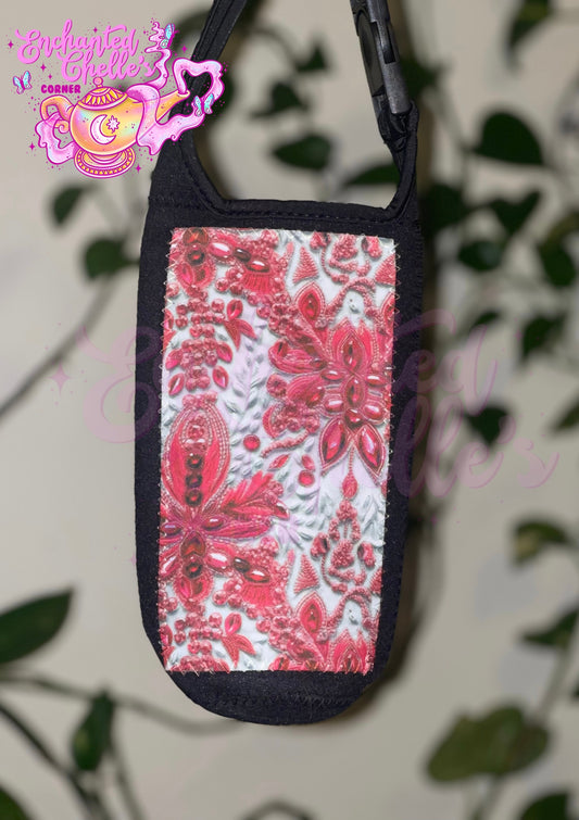 Pink embroidered jewels 20 oz tumbler carrying bag