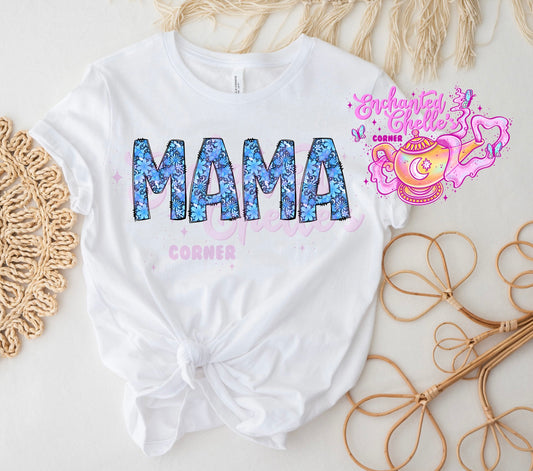 Blue/Black Moth MAMA Adult  t shirt