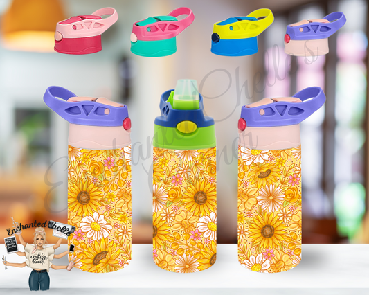 Yellow Floral Sip Straw Sippy