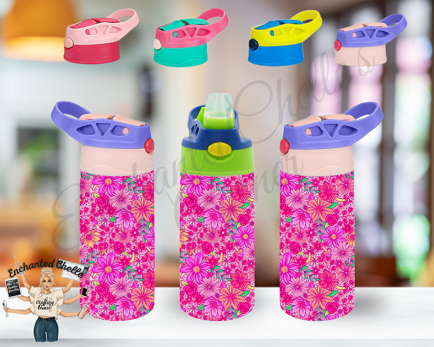 Pink Floral Sip Straw Sippy