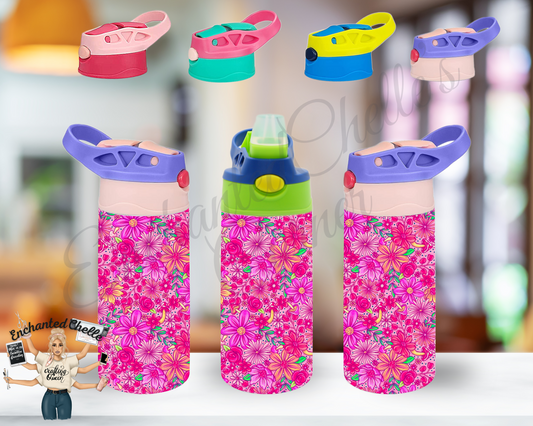 Pink Floral Sip Straw Sippy
