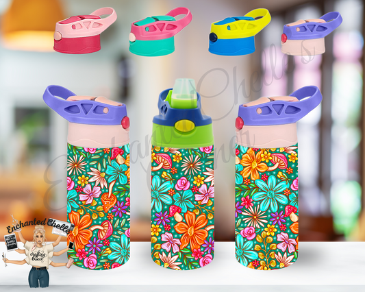 Green Floral Sip Straw Sippy