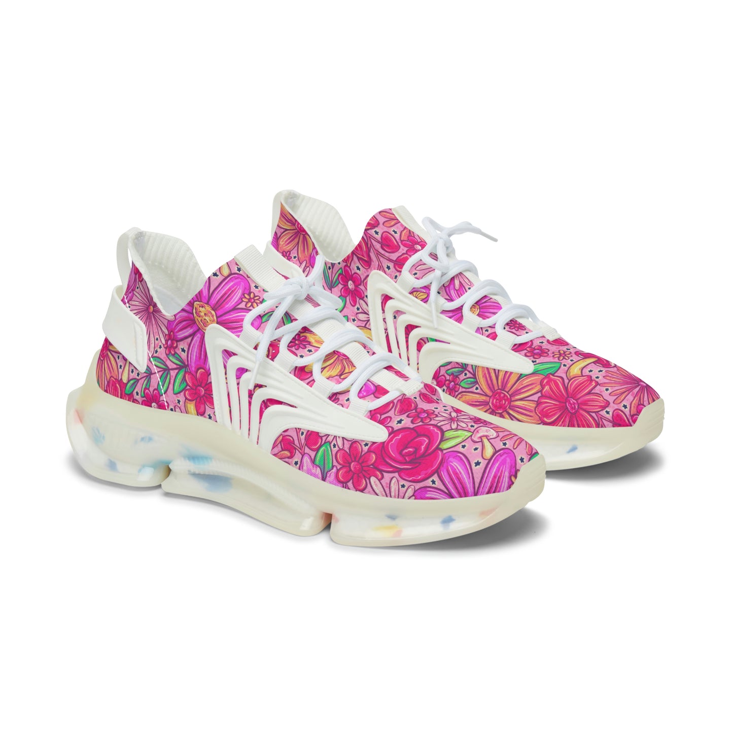 Pink floral Women's Mesh Sneakers
