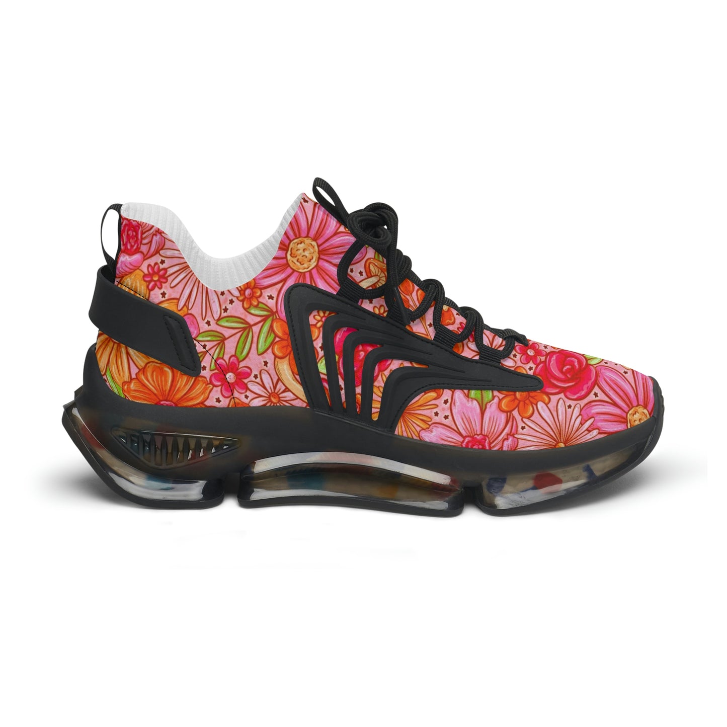 Orange floral Women's Mesh Sneakers
