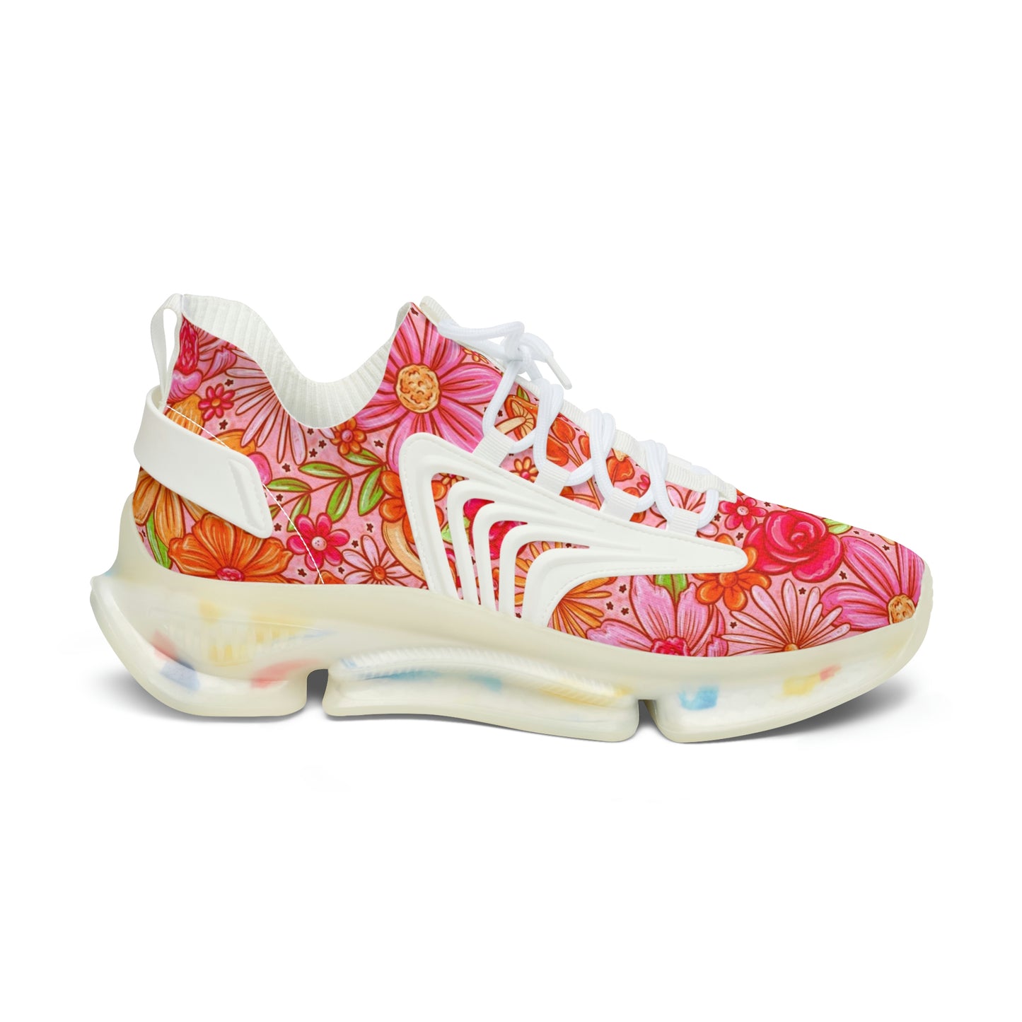 Orange floral Women's Mesh Sneakers