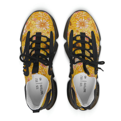 Yellow Floral Women's Mesh Sneakers