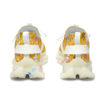 Yellow Floral Women's Mesh Sneakers