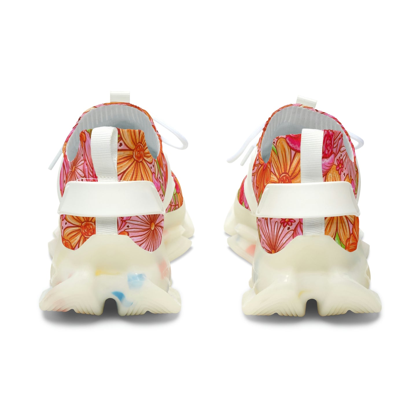 Orange floral Women's Mesh Sneakers