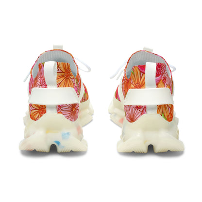 Orange floral Women's Mesh Sneakers