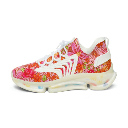Orange floral Women's Mesh Sneakers