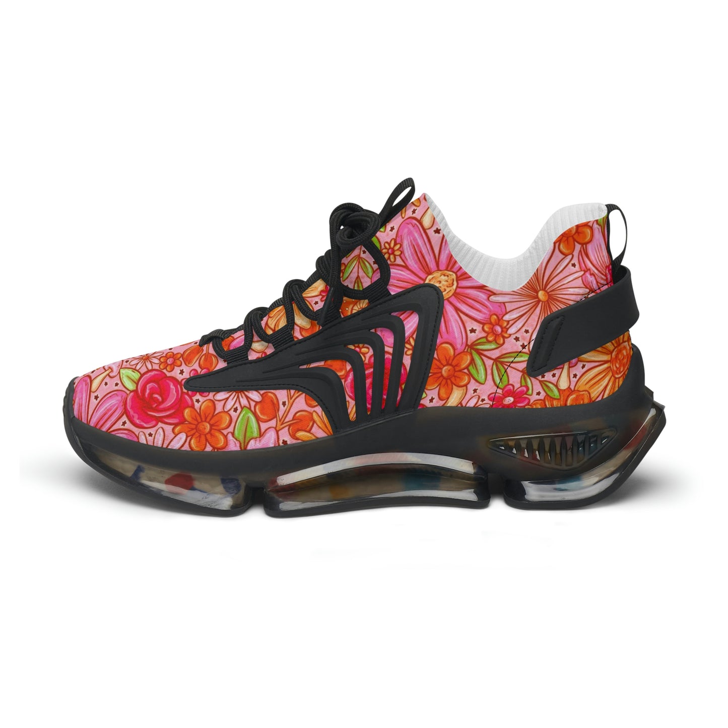 Orange floral Women's Mesh Sneakers