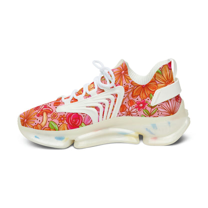 Orange floral Women's Mesh Sneakers