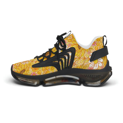 Yellow Floral Women's Mesh Sneakers