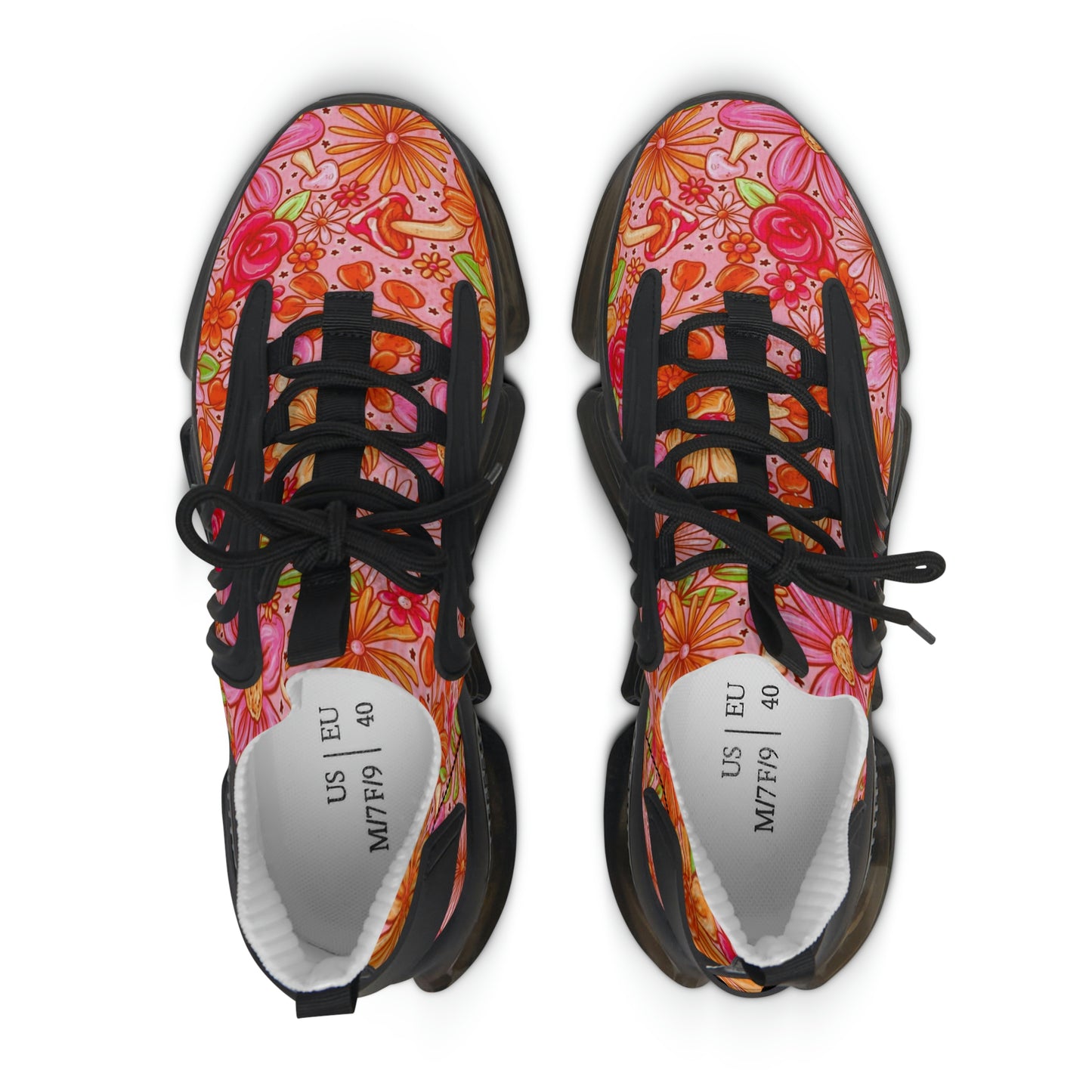 Orange floral Women's Mesh Sneakers