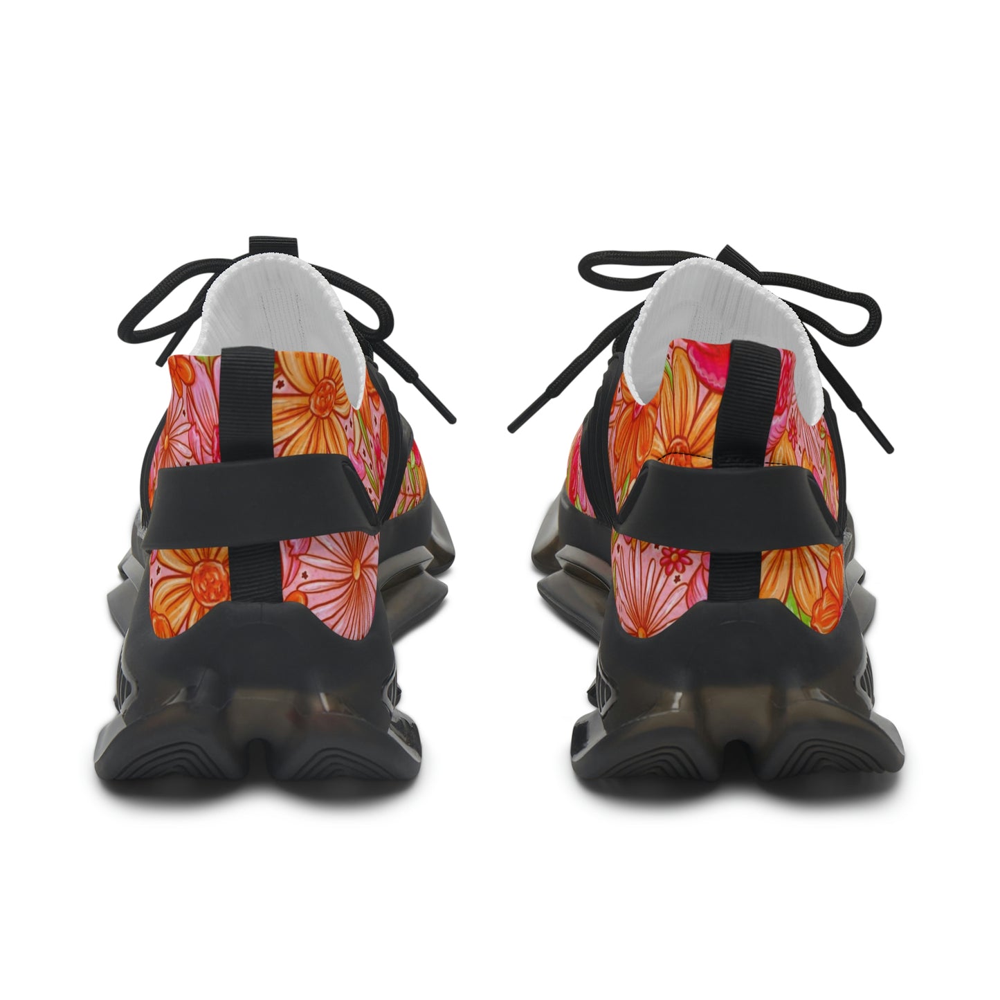 Orange floral Women's Mesh Sneakers