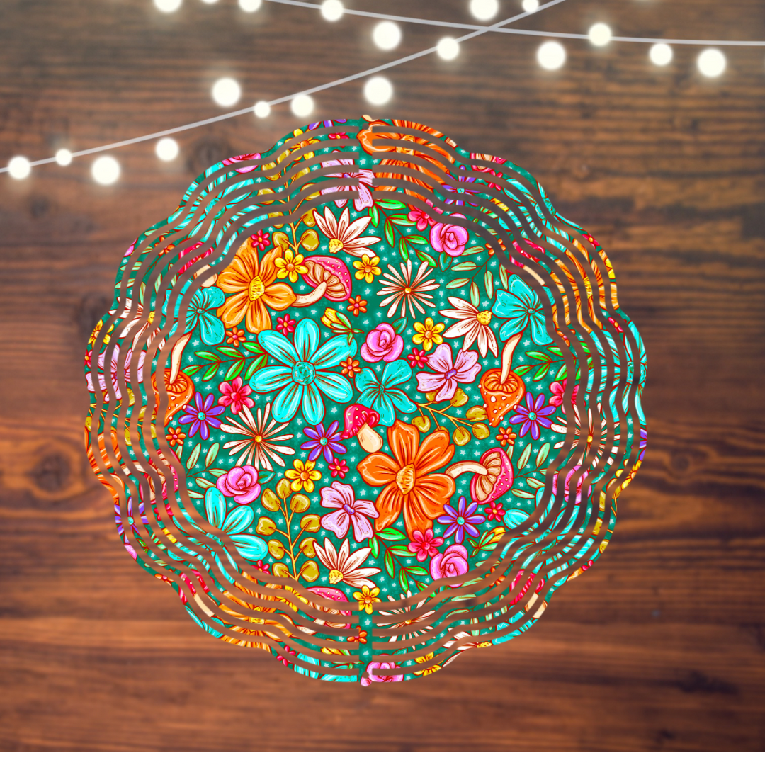 Green Floral Wind spinner