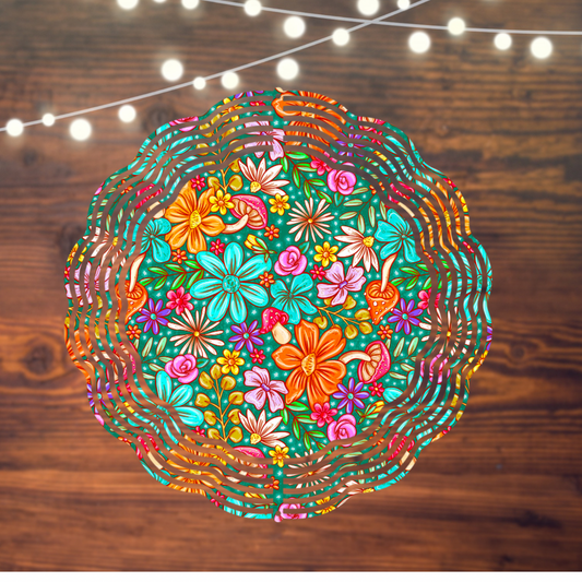 Green Floral Wind spinner