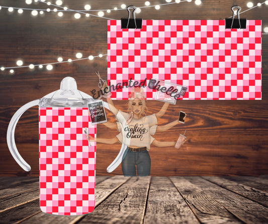Pink Checker Sippy Cup