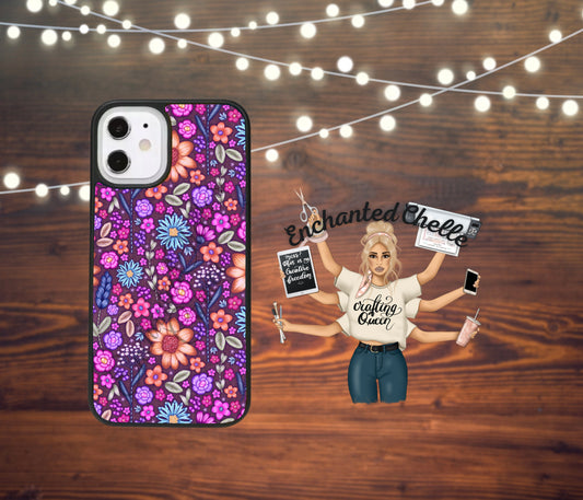 Pink embroidered flowers Phone case