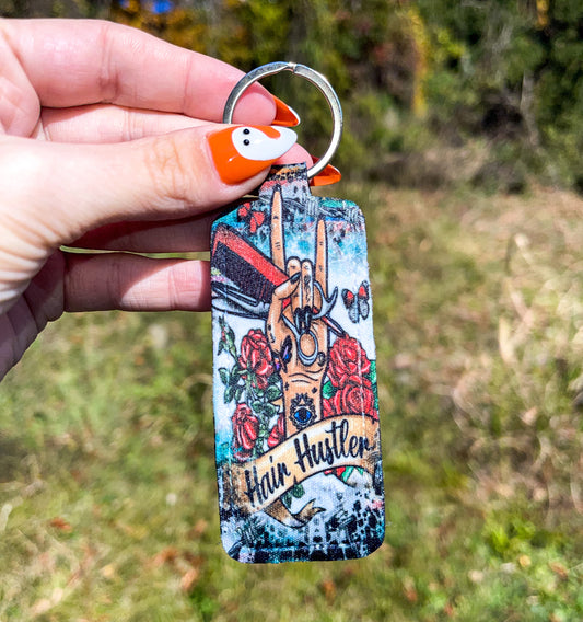 Hair hustler chapstick holder keychain