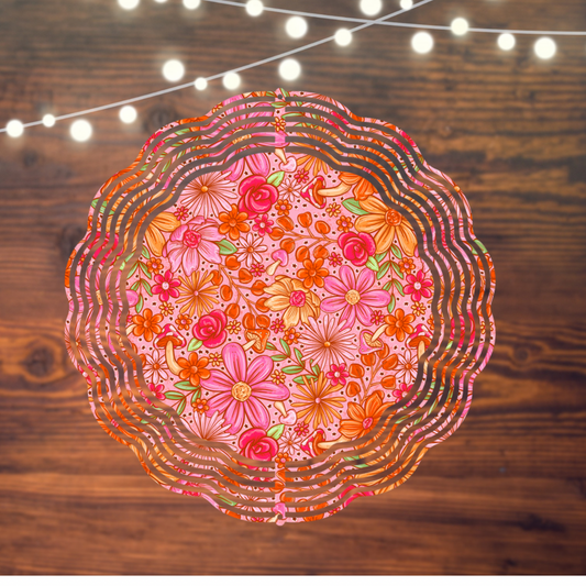Orange Floral Wind spinner