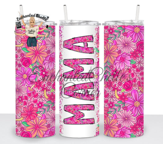 MAMA Pink floral Tumbler