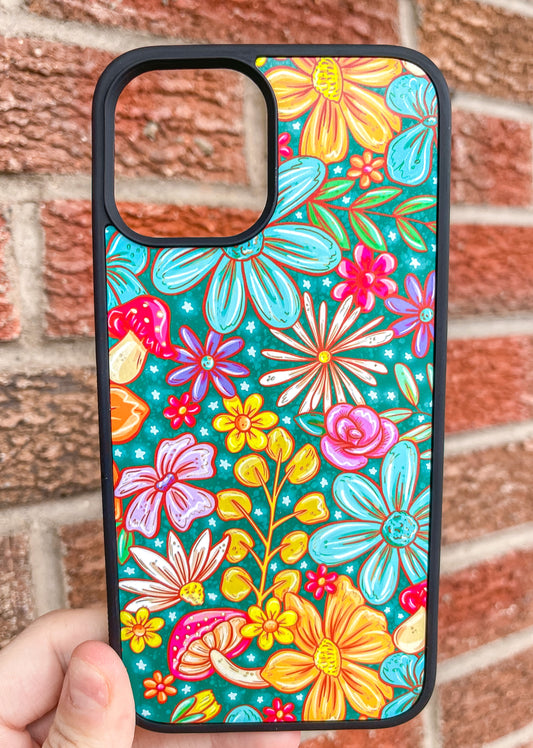Green floral mushroom Phone Case