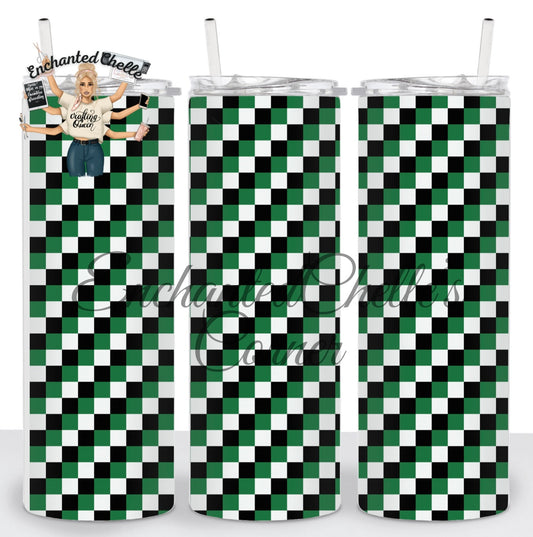 Green Checker Tumbler